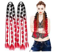 VICASKY 2 Pezzi Parrucche Per Le Donne Lunghe Coda Di Cavallo Treccia Estensioni Colorate Per Le Donne Ricci Rosa Filo Ad Alta Temperatura