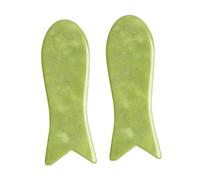 VICASKY 2 pezzi Piastra Gua Sha in Pietra Verde Strumento Terapeutico per Volto e Corpo Ergonomico e Resistente per Alleviare Tensioni Muscolari e Stimolare il