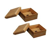 VICASKY 2 pezzi Porta Sapone in Bamboo Scatola Porta Sapone da Viaggio Contenitore per Saponetta Ventilato e Resistente per Bagno Cucina e Doccia Design Creativo e Finitura Liscia