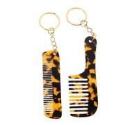 VICASKY 2 pezzi Portachiavi Pettine Tascabile Acetato Leopardato Mini Pettine Portatile per Parrucchieri Donna Comb Keychain da Viaggio Multifunzionale per Styling e Uso Quotidiano