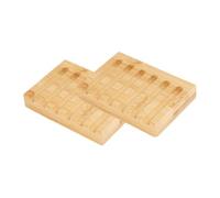 VICASKY 2 pezzi Portasapone in Bamboo Naturale con Drenaggio Automatico Supporto per Sapone Doccia e Lavabo Vaschetta Resistente all Umidità per Bagno e Cucina Design Minimalista e Facile