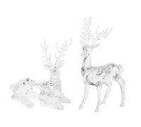 VICASKY 2 Pezzi Renne Natalizie in Acrilico Trasparente Decorazioni Stagionali con Statuette Cervo Lucide da Appoggio Ornamenti Eleganti per Casa Ufficio e Soggiorno