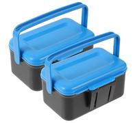 VICASKY 2 Pezzi Scatola Esche da Pesca Doppio Strato in ABS Blu per | Chiusura Clip Laterali, Scomparti e Prese D'aria, Bordi Sigillati per Terminali e Esche
