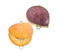VICASKY 2 scatole per gioielli a conchiglia, in stile vintage, per il tavolo da toeletta, con coperchio pieghevole, mini portagioie per la casa e in viaggio