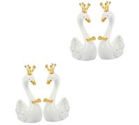 VICASKY 2 set di decorazioni a forma di cigno, decorazione per torte, panchina, stagno, feste, oca, decorazione per auto, in spugna, decorazione per torte, in resina, colore bianco, 2 pezzi x 2