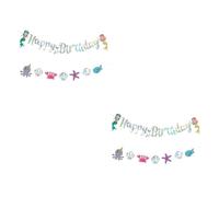 VICASKY 2 set di decorazioni per animali a forma di sirena, decorazione di compleanno, ghirlanda di fiori, striscioni sotto lo striscione di mare, per la piscina, la sposa, 2 pezzi x 2