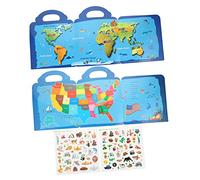 VICASKY 2 set di libri di adesivi riutilizzabili per giocattoli educativi con mappa del mondo e mappa, promuove la creatività e la coordinazione degli occhi della mano per la scuola materna e gruppi