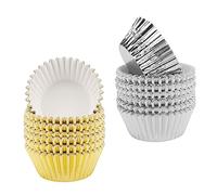 VICASKY 200 pezzi Pirottini Muffin Alluminio Spesso Cupcake e Oro Accessori per Dolci Casa e Feste per Torte Compleanni e Speciali