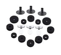 VICASKY 21pezzi Rondella di Ricambio per Tamburo in Feltro Cuscinetto Antiscivolo e Antiattrito per Cestello Kit di Accessori Protettivi per Supporti per Piatti Nero