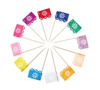 VICASKY 24 Pezzi Mini Bandiere Messicane Colorate per Torta Day Of The Dead Decorazioni Festa Compleanno Halloween Stuzzicadenti Cake Picks Multicolori per Atmosfera Festiva