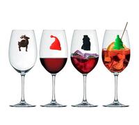 VICASKY 24 Pezzi Segna Bicchiere in Silicone per Calici Vino, Natale, | Etichette per Bicchieri, Facile Applicazione e Lavabile, per Attività Aziendali e Fraternità, Colori Diversi