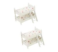 VICASKY 2pcs Miniatura Casa delle Bambole Letto A Castello In Dollhouse Mobili Con Scala Per La Camera Da Letto E Accessori Casa Dollhouse