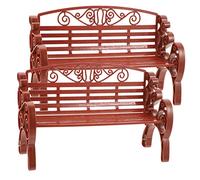 VICASKY 2pcs Piccola Panchina di Parco Modello Decorativo Miniatura Panca Da Giardino Per Casa Delle Bambole Giocattoli E Puntelli Fotografici Effetto Legno Marrone Per Giardino E Decorazione Micro
