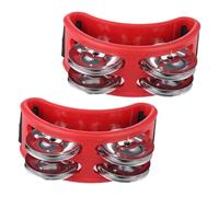 VICASKY 2pcs Piedi Tamburello Rosso Percussione Strumento Con Doppia Serie Per Ricche Prestazioni Musicali Facile Da Usare Per Apparizioni Musicali E