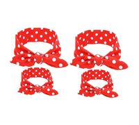 VICASKY 2pezzi Fascia Per Ragazzo Ragazza Con Orecchie Di Coniglio Set Di Accessori Per Madre e Figlia Design Stampato Rosso Leggera e Confortevole Perfetta Per Compleanni e Shower