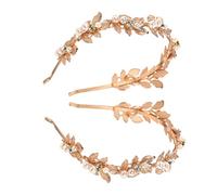VICASKY 2pezzi Fascia Per Sposa Con Foglie Barocche Perle e Cristalli Per Cerimonie e Feste Accessorio Elegante Per Matrimonio e Occasioni Speciali