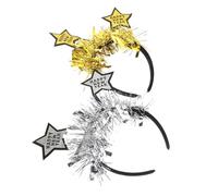 VICASKY 2pezzi Fascia per Vigilia di Capodanno Stelle Glitterate Copricapo per Capodanno e Feste Fascia per Buon Anno in Lamé