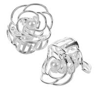 VICASKY 2pezzi Fermaglio Per Capelli Per Capelli Da Donna Forma Di Rosa Scavata Perle Semplice e Moderno Per Tutte Le Età