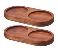 VICASKY 2pezzi Vassoio per Macina e Pepe in Legno Supporto da Tavolo per Macinacaffè Portabottiglie per Condimenti Accessori da Cucina Decorazione per Tavolo