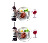 VICASKY 2set in miniatura vino rosso bistecca modello per la decorazione della casa delle bambole Parte cucina in miniatura realistica per progetti e scene di vita durevole e fedele ai dettagli