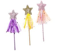 VICASKY 3 bacchette per fate, a forma di stella, con design in tulle, decorazione per spettacoli di palcoscenico, feste di compleanno e cosplay