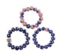 VICASKY 3 Bracciali Patriottici in Legno per Resistente e Antisbiadimento per Indipendenza Usa