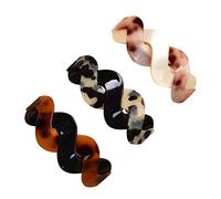 VICASKY 3 fermagli per capelli rettangolari in acrilico, motivo a tartarughe e tortoise, antiscivolo, per matrimoni, feste