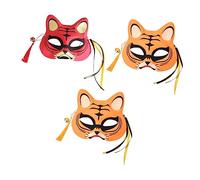 VICASKY 3 maschere per gatti di tigre, a mezzo viso, maschera per cosplay, maschera decorativa, maschera per animali, maschera per animali, maschera, per feste, in plastica