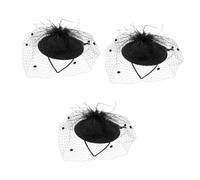 VICASKY 3 Pezzi Berretto in Stile Americano Copricapo Sposa in Tulle Accessorio Vintage per Matrimonio Cerchietto per e Ragazza