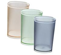 VICASKY 3 Pezzi Bicchieri Trasparenti per Collutorio Riutilizzabili Porta Spazzolini e Dentifricio Bagno Casa Verde Giallo Blu Stile Semplice e Portatile per Uso Quotidiano