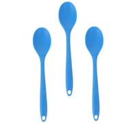 VICASKY 3 pezzi Cucchiai in Silicone per Cucina Piccoli Antigraffio per Pentole Cucchiai da Minestra e Miscelazione Manico Ergonomico Facili da Pulire e Conservare Colore Blu