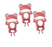 VICASKY 3 pezzi di rana retrattile per vasca da bagno, giocattolo per animali dei cartoni animati, giocattolo da bagno per bambini, puzzle d'acqua, in plastica, rosso