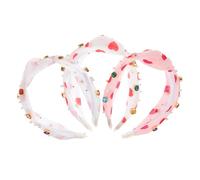 VICASKY 3 Pezzi Fasce larghe per capelli da donna con nodo e decorazione a cuore da color rosa per festa antiscivolo e leggere per trucco sport e feste