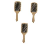 VICASKY 3 Pezzi Pettine Massaggiatore in Legno Naturale con Setole Rotonde Spazzola per Tutti i Tipi Stimola la Circolazione del Capelluto e Rinforza i Adatto