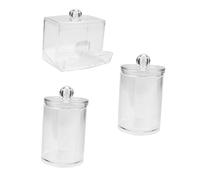 VICASKY 3 Pezzi Scatole Trasparenti per Cotton Fioc Contenitori Rotondi per Bagno e Make Up Portabattufoli Pratici e Spaziosi Design per Organizzazione