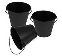 VICASKY 3 Pezzi Secchio in Latta Nero per Barbecue all Aperto Secchio per Grasso e Olio Facile da Pulire Alta Efficienza e Resistente per Raccolta Grasso e Olio