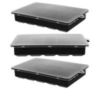 VICASKY 3 pezzi Stampi Ghiaccio in Silicone Durevole con Coperchio Scomparti Quadrati per Cubetti e Palline di Ghiaccio Resistenti Temperature per Whiskey Cocktail e Uso Domestico