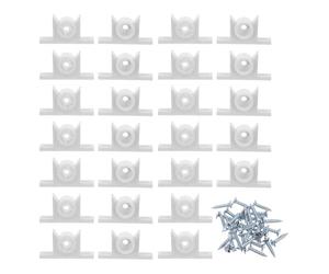 VICASKY 30 Set Chiusura a Scatto in Plastica Bianca per Ante e Cassetti | Montaggio Rapido senza Utensili, Finitura Opaca, Linee Pulite, per Cucina e Ristrutturazione Mobili