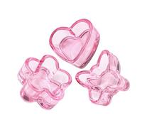 VICASKY 3pezzi Contenitore in Cristallo Rosa per Unghie Dappen Dish in Vetro con Coperchio Piattino per Liquidi per Nail Art Design Forma di Cuore Fiore Farfalla per Manicure Contenitore P
