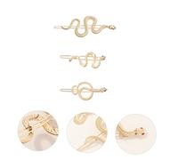 VICASKY 3pezzi Forcina Portatile Forma di Serpente in Metallo Dorato Copricapo Elegante per Donna Accessorio da Moda Semplice e Unica