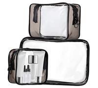 VICASKY 3pezzi Porta-trucchi da Viaggio in Plastica Organizer per Articoli da Toeletta Borsa Trasparente Zip per Cosmetici Accessori e Oggetti Piccoli per Viaggi e Uso Quotidiano