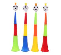 VICASKY 4 corni da calcio telescopiche da calcio per tubo soffiato, corna da calcio e chiacchiere con cordino, mini tromba di segnale tromba in plastica