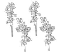 VICASKY 4 forcine per capelli da sposa in cristallo, per tornare a casa, damigella d'onore, fermaglio per capelli da sposa, in lega, argento