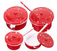 VICASKY 4 mini stufato decorazione per cucina in miniatura, mini cibo, mini pentole, lavori di artigianato per casa delle bambole, accessori da cucina in metallo, rosso