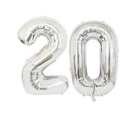 VICASKY 4 palloncini con numeri in foglio di alluminio, decorazione per feste, argento, per matrimoni, feste di compleanno e altre occasioni, come sfondo fotografico, per ricordi speciali