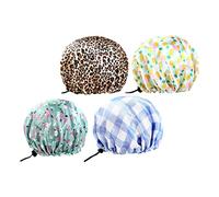 VICASKY 4 Pezzi Cappello da bagno impermeabile cuffie per la doccia per Cappelli da doccia per adulti cuffia da doccia cappello da doccia impermeabile notte dormendo eva