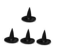 VICASKY 4 Pezzi Cappello da Strega Halloween in Pizzo Elegante con Velo Decorativo Accessorio Cosplay per Feste e Performance per Donna e Bambina