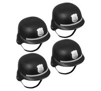 VICASKY 4 Pezzi Caschi Polizia per Stile Bobby Inglese Nero Cappelli Costume Poliziotto in Plastica Leggera Accessori Sicuri per Halloween Feste e Giochi di Ruolo