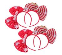 VICASKY 4 Pezzi Cerchietti Capelli Donna Decorazione Natalizia con Lettere in Paillettes Fasce Leggere in Seta di Vetro per Feste e Cosplay Accessori Decorativi Stage per Natale