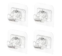 VICASKY 4 Pezzi Clip per Bastoni Tende Trasparenti Autoadesive Supporto Fissaggio per Tende e Bastoni Estensibili Compatibile con Superfici Lisce Come Vetro e Piastrelle Facile da